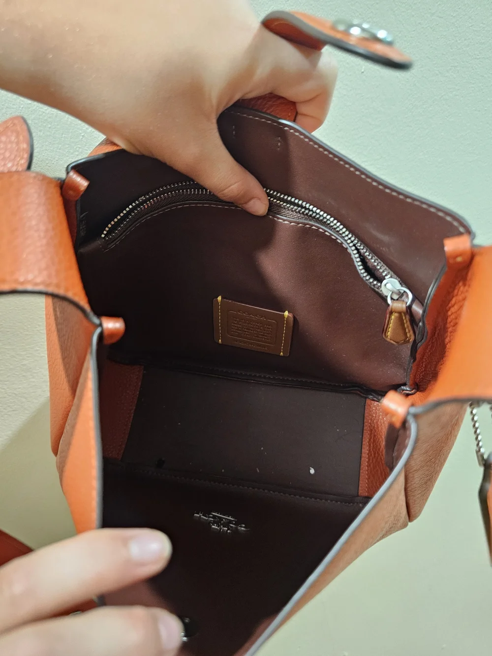 Coach Pebbled Leather Shoulder Bag in Orange
